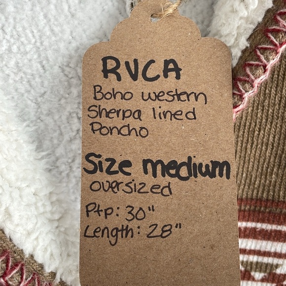 RVCA Boho Western Cardigan Poncho - Sherpa lined - Size Medium - Picture 7 of 7
